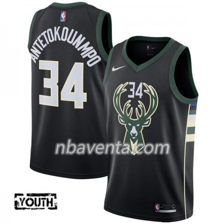 Camiseta Niños Milwaukee Bucks Giannis Antetokounm 34 Nike 2017-18 Negro Swingman Camiseta Niños Milwaukee Bucks Giannis Antetokounm 34 Nike 2017-18 Negro Swingman